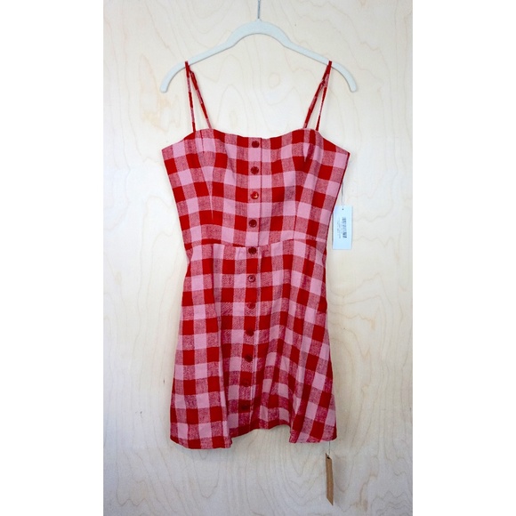 NWT Reformation "Huckleberry" Linen Dress in "Concha Check" - Picture 6 of 11